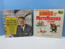 4 Vinyl Records- Mister Rogers, Billy Graham, Tennessee Ernie Ford Hymns, George Beverly Shea