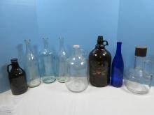 Lot One Gallon Glass Bottle w/ Finger Hold Handle, Liquor Jug Bottle, Amber Glass Jug Bottle