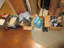 Lot Misc Hand Tools, hardware, Tool Bags, Sawhorse Brackets, Hard Hats, Quartz Flood Lights etc