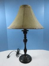 Victorian Era Style Ornate 25" Table Lamp Faux Leather Shade