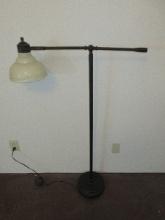 Traditional Depression Era Style Cantilever Drop Pendant Floor Lamp Glass Shade Antique