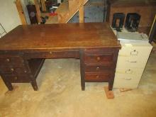 A Lemco Desk By Clemetsen Co of Chicago Executive Desk w/ Metal Plaque
