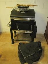 Expert Grill Charcoal/Briquette Grill w/Cover,Back Wheels,Gauge Thermometer-Easy Adjustable