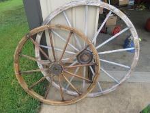 2 Wooden Spoke Wagon Wheels Decorative Replica 42"D /35"D