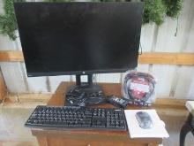 Lot HP 23.8 LCD Monitor VH240a On Raise Base, Stereo USB Headset w/Mic-New in Package,