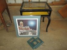 Lot Queen Anne Style Curio Display End Table, Chateau Winter Night Limited 138/350 Edition