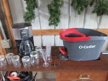 Lot Plastic Stem Champagne Flutes, Mr Coffee Programmable Coffee Pot, O-Cedar Spin Mop Bkt