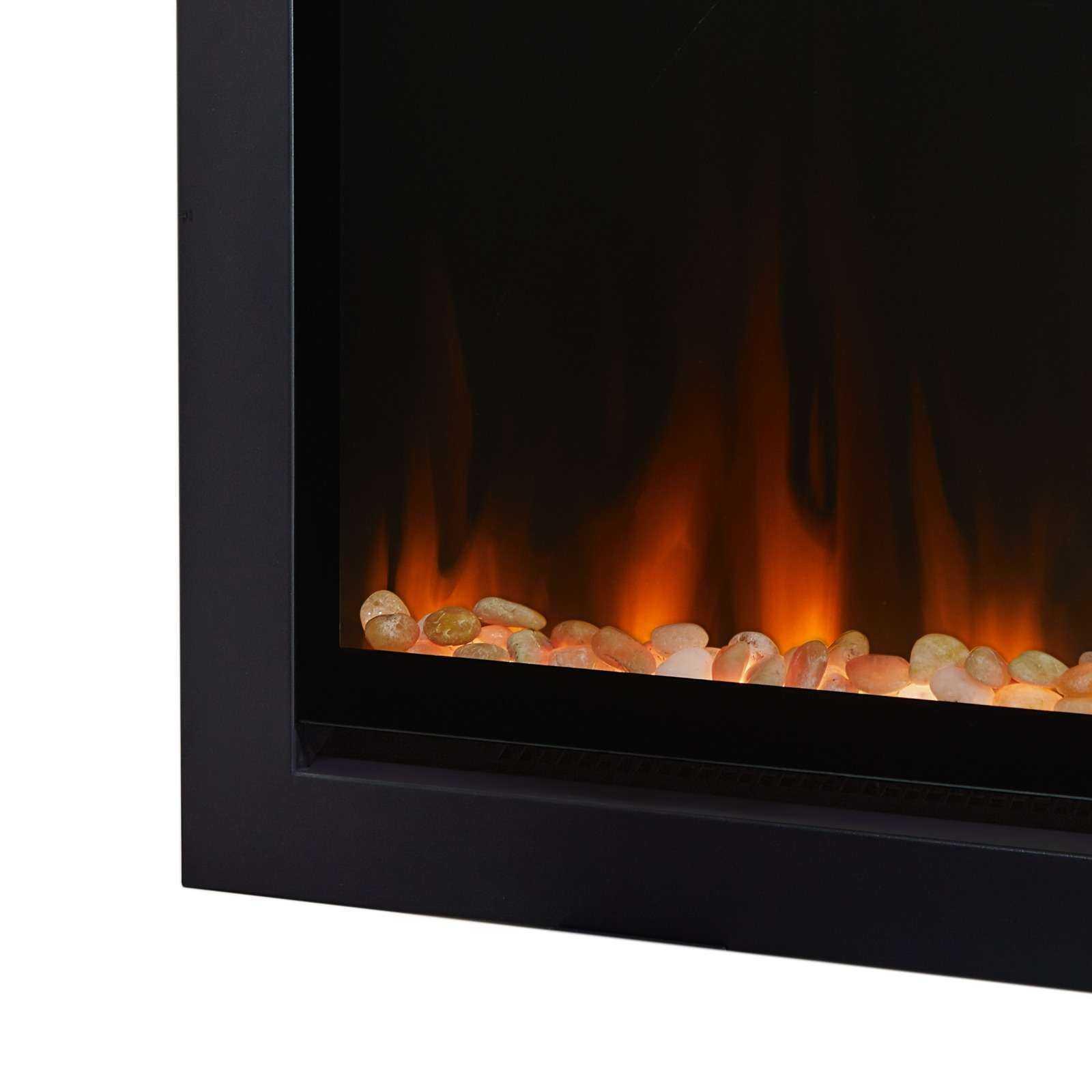 Real Flame 62 in. Wall-Mount Recessed Electric Fireplace Insert in Black, Appears to be New in