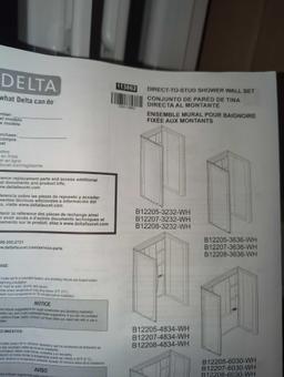 Delta Classic 500 36 in. W x 73.25 in. H x 36 in. D 3-Piece Direct-to-Stud Alcove Shower Surrounds