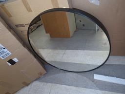 Delta 31 in. W x 31 in. H Framed Round Wall Bathroom Vanity Mirror in Brushed Matte Black, Retail
