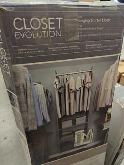 Closet Evolution Hanging Starter 25 in. W Rustic Grey Wood Closet Tower System, Appears to be Used