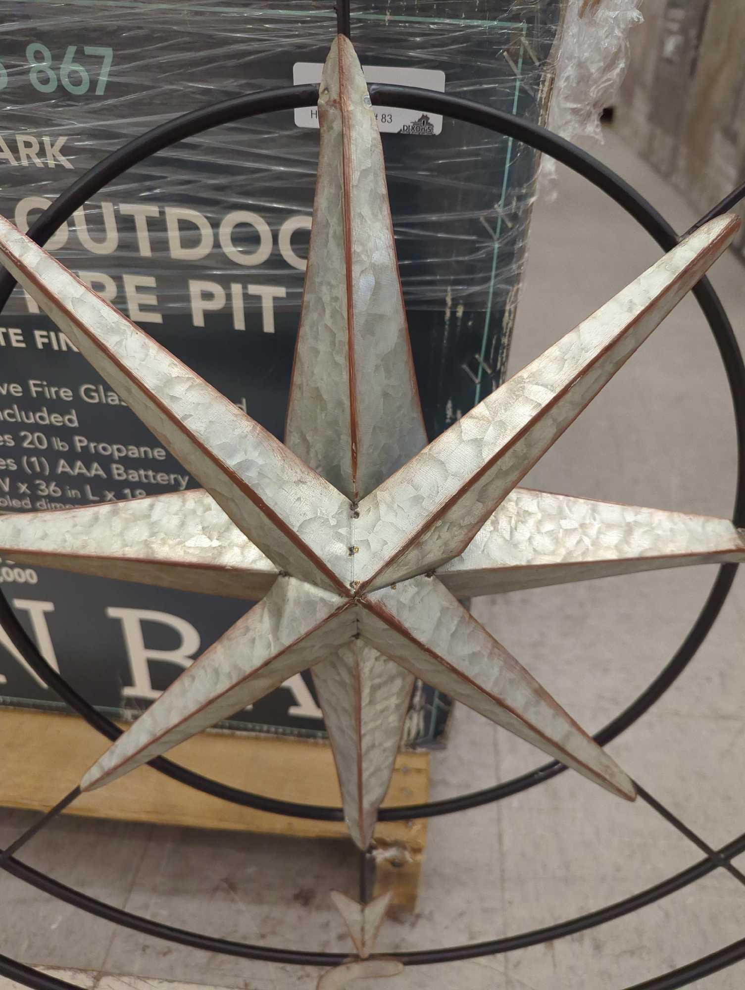Litton Lane Metal Gray Indoor Outdoor Compass Wall Decor with Distressed Copper Like Finish, Appears