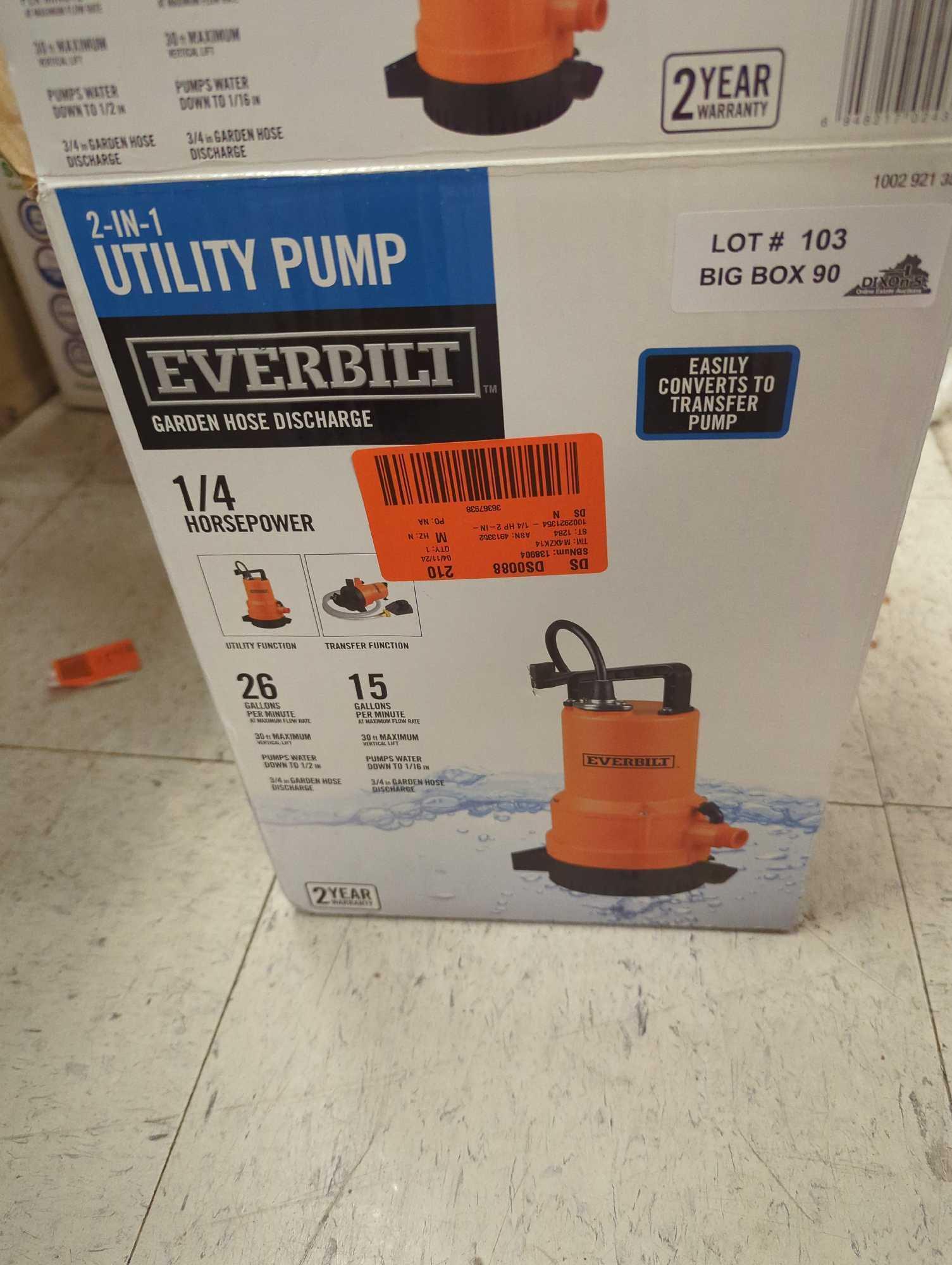 Everbilt 1/4 HP 2-in-1 Submersible Utility and Transfer Pump, Appears to be Highly Used Retail Price