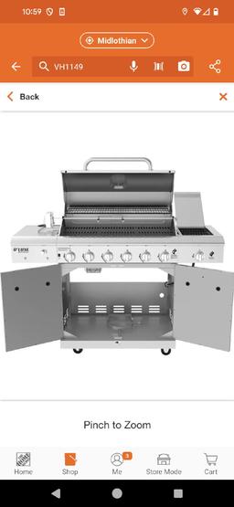 Nexgrill (Dented) Deluxe 6-Burner Propane Gas Grill in Stainless Steel with Ceramic Searing Side