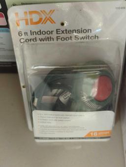 Box Lot of 4 Home Accents Holiday 6 ft. 16/2 3-Outlet Extension Cord with Footswitch, Green, Appears