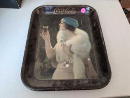 (LR) VINTAGE COCA-COLA ADVERTISING TRAY. SHOWS WEAR. 10-1/2" X 13-1/4".