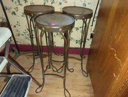 (DR) LOT OF 3 CHICAGO WIRE STYLE ICE CREAM PARLOR STOOLS/PLANT STANDS, APPROXIMATE DIMENSIONS - 24"