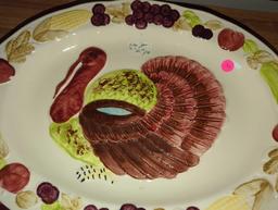 (KIT) GORGEOUS LARGE 18.75?X 14.25? TURKEY PLATTER, THANKSGIVING, HARVEST, HOLIDAY, WHAT YOU SEE IN