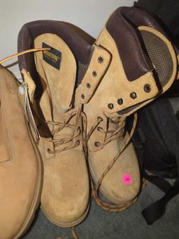 (BR1) 2 PAIRS OF MENS BOOTS TO INCLUDE, WOLVERINE US SIZE 12 BOOTS, AND TIMBERLAND US SIZE 11 BOOTS