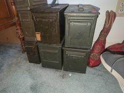 (BR1) LOT OF 7 AMMO CANS, 3 SMALL CANS. 4 LARGER CANS