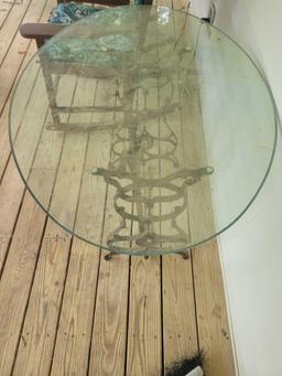 Vintage Iron Frame Glass Table $5 STS