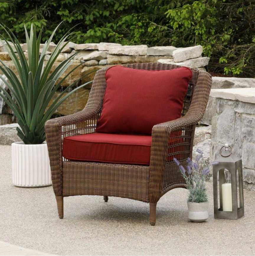 Hampton Bay 24 in. x 24 in. Two Piece Deep Seating Outdoor Lounge Chair Cushion in Chili, Retail