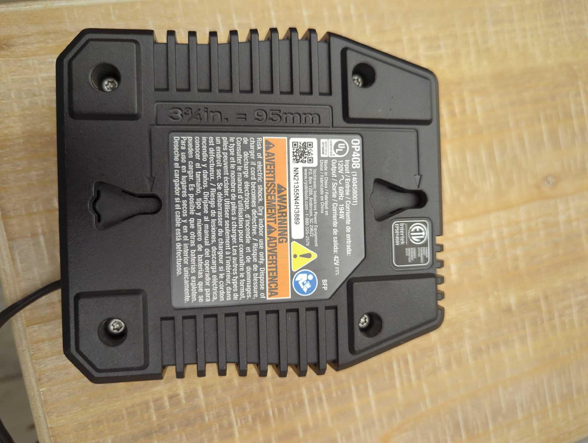 (No Battery) RYOBI 40-Volt Lithium-Ion Fast Charger, Appears to be New Out of the Box Retail Price