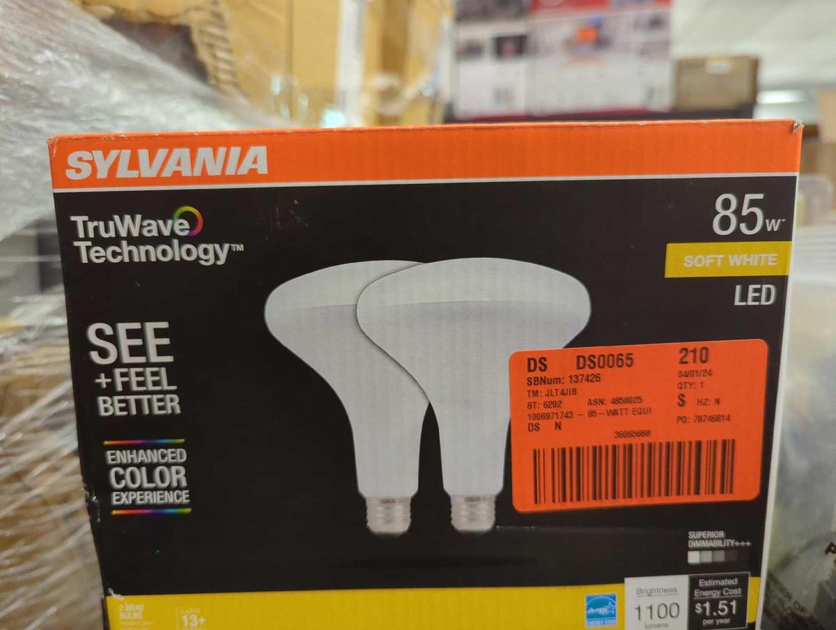 Sylvania 85-Watt Equivalent BR40 Dimmable LED Light Bulb 2700K (2-Pack), Appears to be New in Open