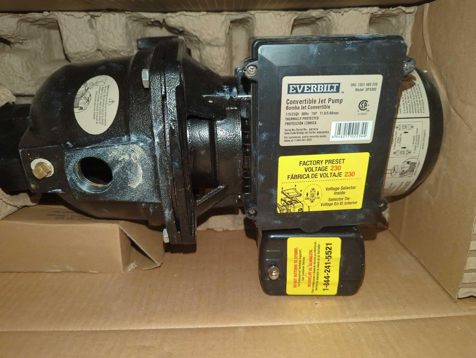 Everbilt 1 HP Convertible Jet Pump, Appears to be Used in Open Box Do to being Used Some Pieces May