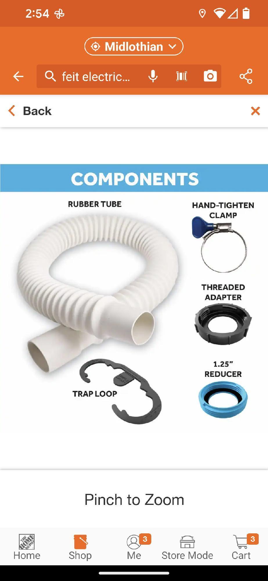 SIMPLE DRAIN 1.25 in. Rubber Threaded P-Trap Bathroom Single Sink Drain Kit, Appears to be New in