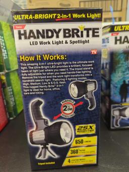 Lot of 2 HANDY BRITE Ultra-Bright LED Cordless 2-in-1 Tripod Work Light, Appears to be New in