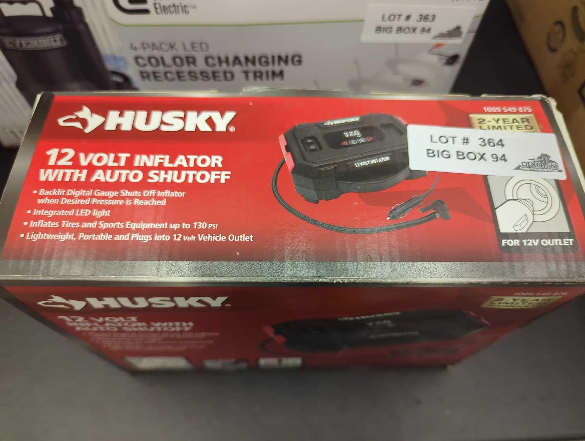 Husky 12-Volt Inflator, Appears to be New in Open Box Do to being in Open Box Some Pieces May Be
