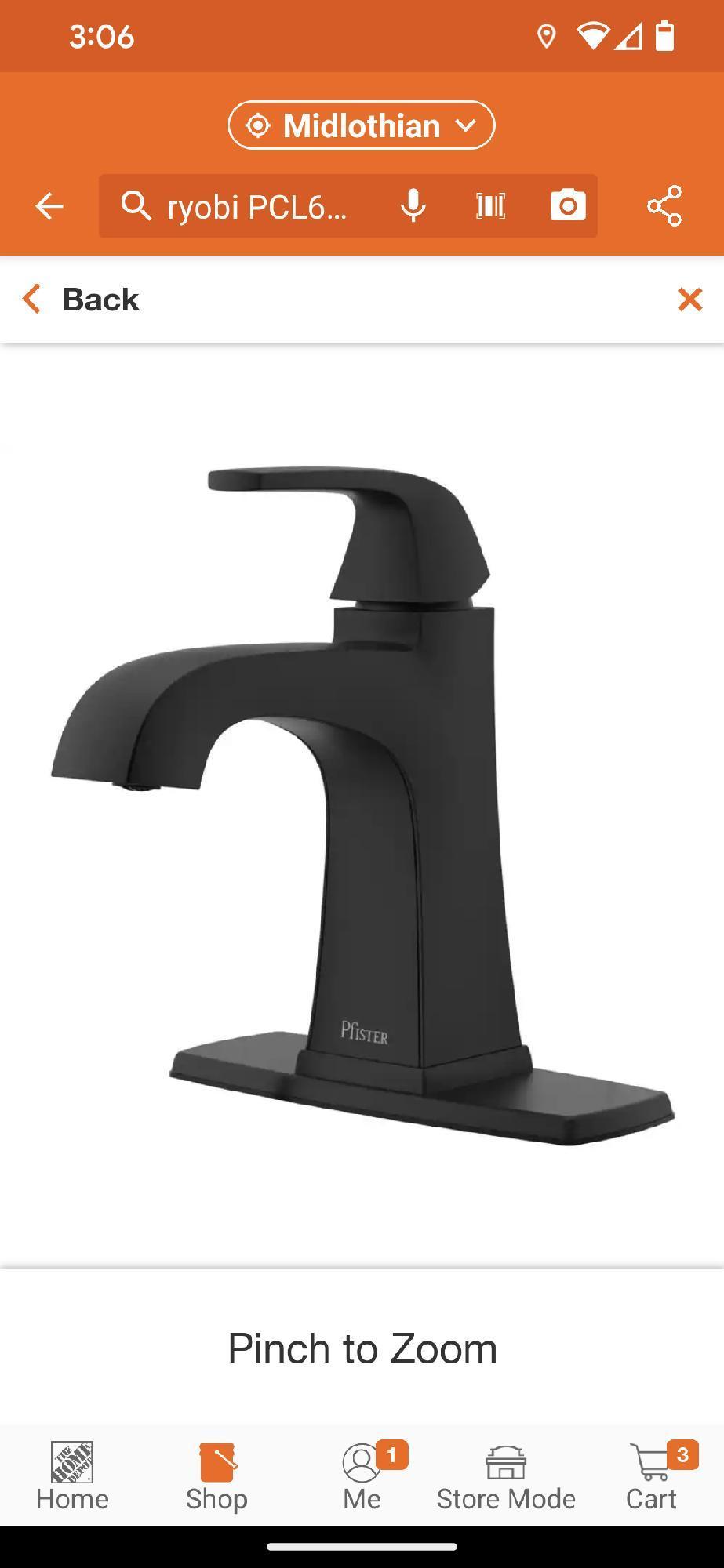Pfister Bellance Single Handle Single Hole Bathroom Faucet with Drain Kit and Deckplate included in