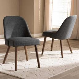 Baxton Studio Cody Dark Gray Fabric Dining Chair (Set of 2), Approximate Dimensions - 32" H x 20" W
