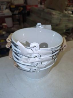 Box of 7 Sunnydaze Decor Galvanized Steel Bucket Planter with Handle, Retail Price $5/Bucket,