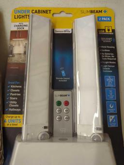 Lot of 2, Sensor Brite LED Rechargeable Under Cabinet Night Light with Base and Remote, Appears to