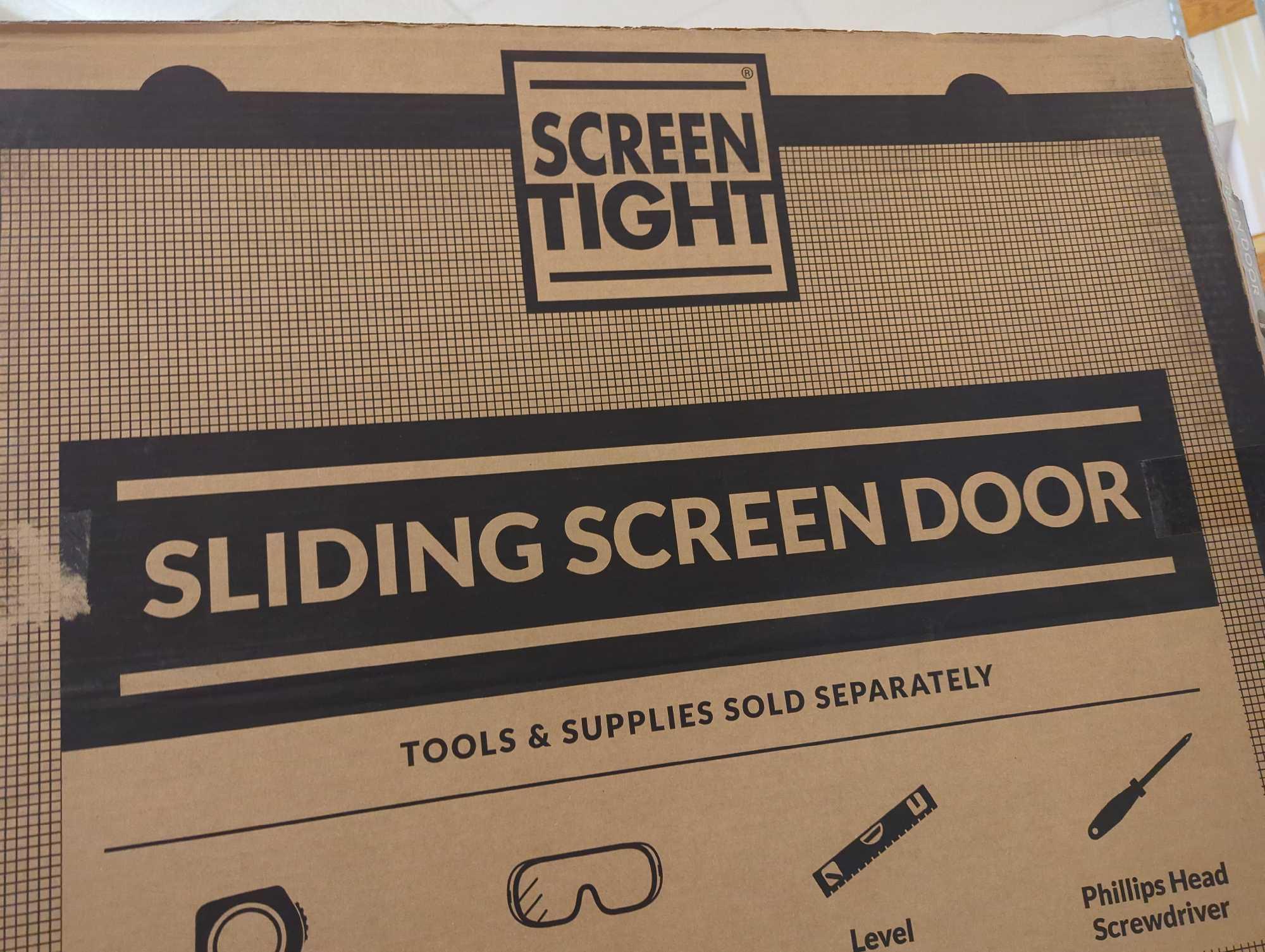 Screen Tight 30 in. x 80 in. Adjustable Fit Bronze Steel Sliding Patio Screen Door, Appears to be