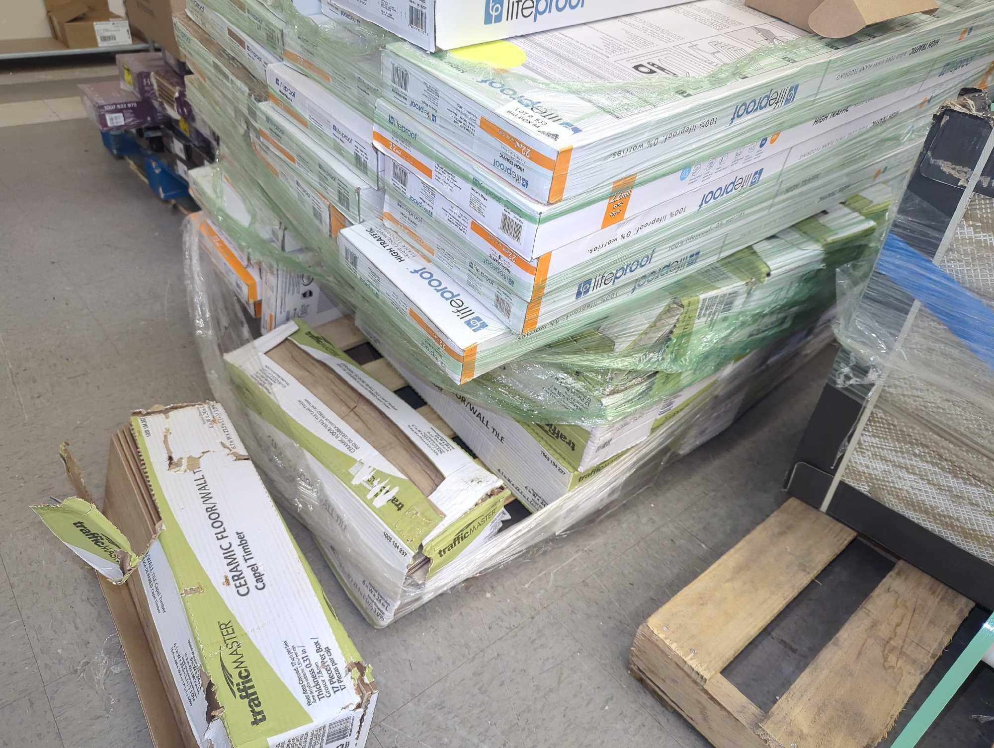 Pallet of Approximately 49 Cases of Assorted Flooring Including 20 Cases of Lifeproof Navarra Maple