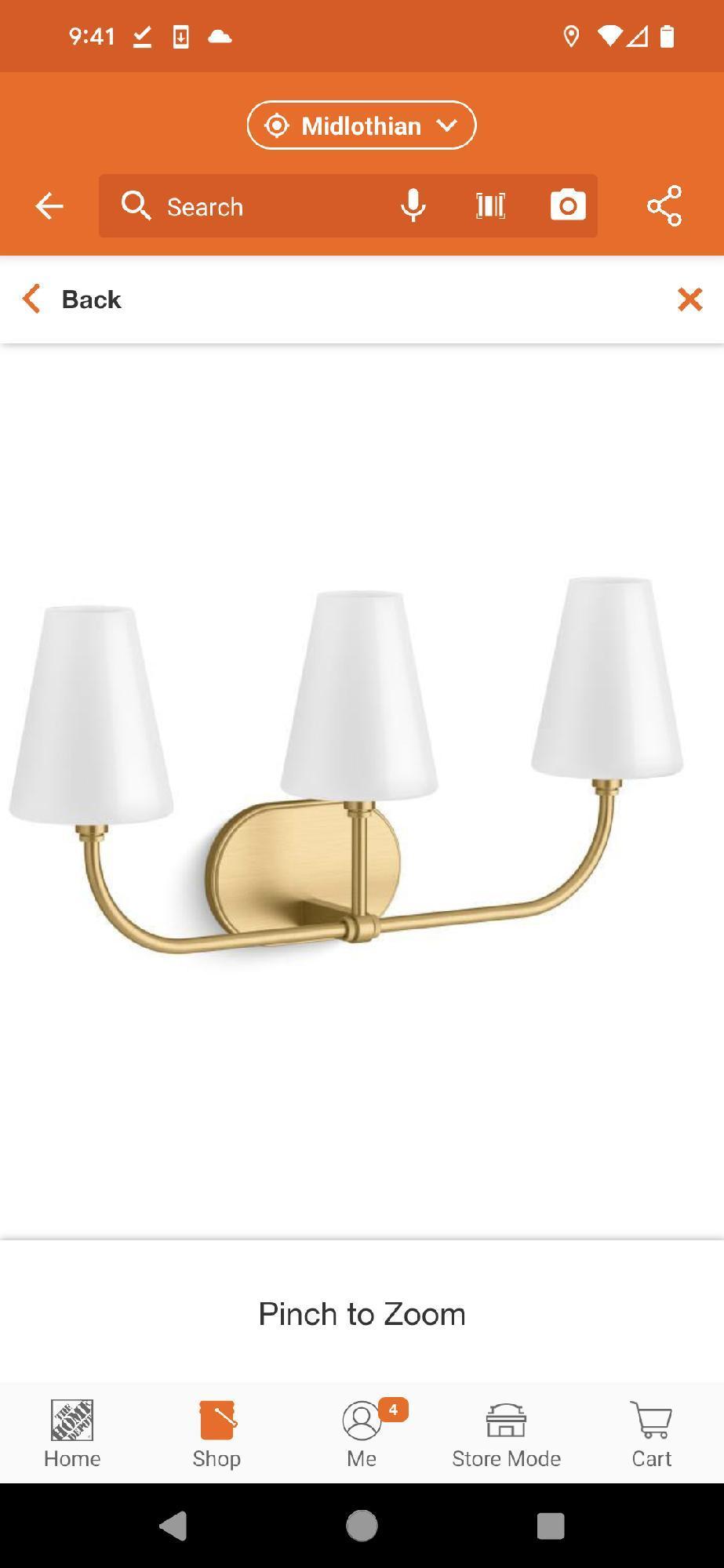 KOHLER Kernen By Studio McGee Three-Light Brushed Moderne Brass Wall Sconce, Retail Price $335,