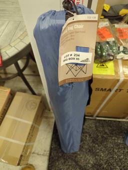 Folding Bag Chair in Blue, Appears to be New in Factory Sealed Carrying Case Retail Price Value $10,
