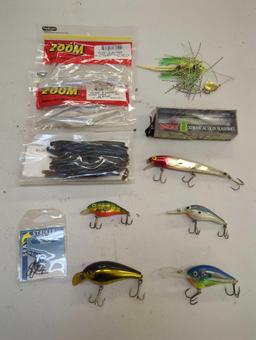 Tackle Box and contents including worms and other various fishing lures. Comes as is shown in