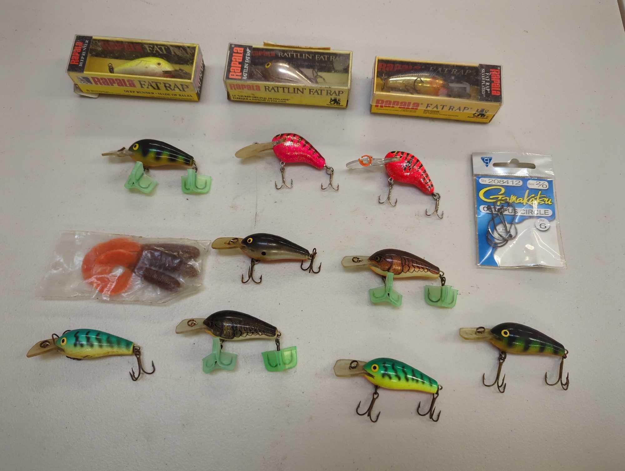 Tackle Box and contents including various fishing lures of similar style. Comes as is shown in