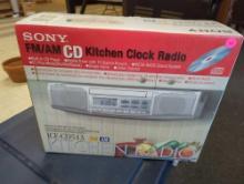 Sony AM FM CD under top cabinet radio Model ICF-CD513, New In The Box Retail Price Value $35, What