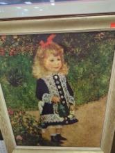 Framed Canvas Print of "Renoir Girl with Watering Can" by Pierre Augusta (1876), Approximate