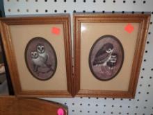 Lot of 2 Transart Industries Framed Owl Prints, Approximate Dimensions - 9" x 7", Both Frames are