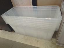 Lot of 6 HDX 57 Gal. Tough Storage Tote in Clear, No Lids, Retail Price $40/Tote, Appears to be New,