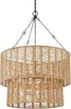 Hampton Bay Hailee 3-Light Basket Hanging Pendant Black Natural Weave Shade, Model LBO4903AX-03,