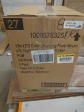 Box Lot of 2 Commercial Electric 15 in. Brushed Nickel Orbit LED Flush Mount Ceiling Light Night