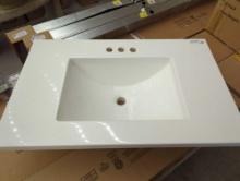 Style Selection 30.5 in x 19 in White Culture Sink, With Three Holes, Pre Drilled 6 Inch Widespread