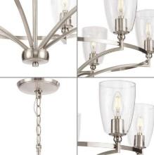 Progress Lighting Parkhurst Collection 30 in. 6-Light Brushed Nickel New Traditional Chandelier with